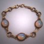 Fine Antique Australian Opal Bracelet 14K Gold Link Vintage Art Deco 1930s
