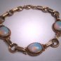 Fine Antique Australian Opal Bracelet 14K Gold Link Vintage Art Deco 1930s