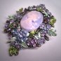 Antique Style Vintage Cameo Pin Brooch Enamel and Crystals Victorian Style