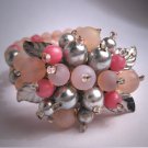 Vintage Miriam Haskell Style Bracelet Pink Glass Pearl Hand Beaded c.1930's