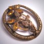 Antique Victorian Art Deco Citrine Paste Brooch Clip c.1900