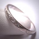 Antique Platinum Diamond Wedding Ring Band Engraving Vintage Art Deco 1930 Rare Size 8