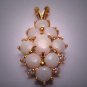 Vintage Australian Opal Pendant Necklace with White Sapphire Gold Estate Retro Deco