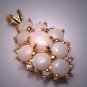 Vintage Australian Opal Pendant Necklace with White Sapphire Gold Estate Retro Deco