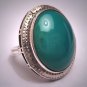 Antique Australian Jade Ring Vintage Art Deco Engraved Silver 1920 Wedding