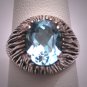Antique Blue Topaz Ring Vintage Retro Modernist Mid Century Modern Silver Wedding 50s