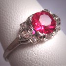 Antique Ruby Diamond Wedding Ring Vintage Art Deco Platinum 1930s
