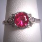 Antique Ruby Diamond Wedding Ring Vintage Art Deco Platinum 1930s