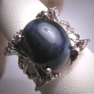 Vintage Blue Star Sapphire Ring 8ct Wedding Band Retro Art Deco Gemstones 1950