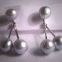 Antique Silver Akoya Baroque Pearl Earrings 8mm Vintage Art Deco - Wedding Jewelry 1930s