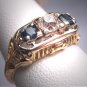 Antique Sapphire Euro Cut Diamond Wedding Ring Band Vintage Art Deco c.1910