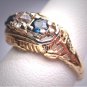 Antique Sapphire Euro Cut Diamond Wedding Ring Band Vintage Art Deco c.1910