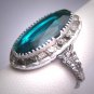 Antique Emerald French Paste Ring Art Deco Retro 1920