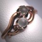 Antique Double Globe Moonstone Ring Victorian Rose Gold Band Wedding 1880