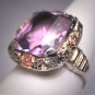 Rare Antique Amethyst Ring Victorian Art Deco Wedding White Green Rose Gold 14K c.1920