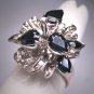 Antique Palladium Diamond Sapphire Ring Vintage Art Deco 1920-40's