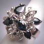 Antique Palladium Diamond Sapphire Ring Vintage Art Deco 1920-40's