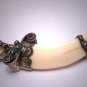 Antique Georgian Victorian Garnet Turquoise Tusk Sword Brooch Pin Silver 19th Century
