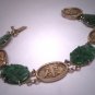 Antique Fine Jewelry Carved Jade Link Bracelet Silver Jadeite Vintage 1930s