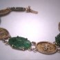 Antique Fine Jewelry Carved Jade Link Bracelet Silver Jadeite Vintage 1930s