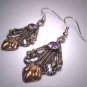 Vintage Amethyst Earrings Victorian Georgian Revival Etruscan Silver
