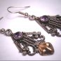 Vintage Amethyst Earrings Victorian Georgian Revival Etruscan Silver