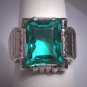 Antique Emerald French Paste Ring Art Deco Retro 1920 Wedding