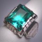 Antique Emerald French Paste Ring Art Deco Retro 1920 Wedding