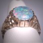 Vintage Australian Opal Ring Wedding Estate Retro Deco Silver and Rose Gold Gem Wedding