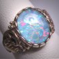 Vintage Australian Opal Ring Wedding Estate Retro Deco Silver and Rose Gold Gem Wedding