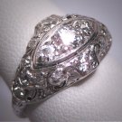 Gorgeous Antique Platinum Diamond Wedding Ring Band Filigree Art Deco 1.08ctw Engagement 1920