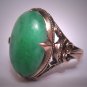 Antique Jade Ring Victorian Art Deco Vintage Wedding c.1900 Green Jadeite 14K Gold Filigree