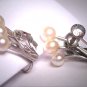 Antique Three Akoya Pearl Earrings Vintage Art Deco - Wedding Jewelry 1930s