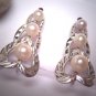 Antique Three Akoya Pearl Heart Earrings Vintage Art Deco - Wedding Jewelry 1930s