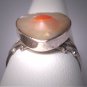 Antique Art Nouveau Rare Orange Pearl Wedding Ring Heart Shape Silver Victorian c.1900