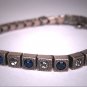 Antique Art Deco Sapphire French Paste Bracelet Vintage Sterling Silver c.1920s