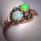 Antique Opal Diamond Ring Vintage Victorian Wedding Gold Engagement Band 1890