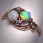 Antique Opal Diamond Ring Vintage Victorian Wedding Gold Engagement Band 1890