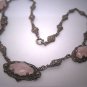 Antique Rose Quartz and Rose Cut Necklace Vintage Art Deco Edwardian circa 1910-1920's