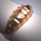 Antique Five Diamond Ring Georgian Victorian Yellow Etruscan Gold Wedding Band c.1700s