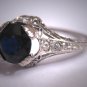 Vintage Platinum Sapphire Wedding Ring Edwardian - Art Deco Filigree c.1900