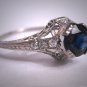 Vintage Platinum Sapphire Wedding Ring Edwardian - Art Deco Filigree c.1900