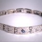 Antique Platinum Sapphire Diamond Bracelet Eternity Engraved Floral 14K Art Deco 1920