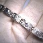 Antique Platinum Sapphire Diamond Bracelet Eternity Engraved Floral 14K Art Deco 1920
