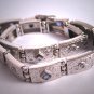 Antique Platinum Sapphire Diamond Bracelet Eternity Engraved Floral 14K Art Deco 1920