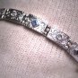Antique Platinum Sapphire Diamond Bracelet Eternity Engraved Floral 14K Art Deco 1920