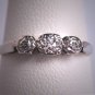 Antique Platinum Three Diamond Wedding Ring Band 1920s