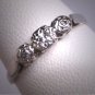 Antique Platinum Three Diamond Wedding Ring Band 1920s