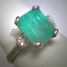 Antique Emerald Ring Vintage Art Deco Wedding 1920 Floral Details 3 Carat