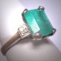 Antique Emerald Ring Vintage Art Deco Wedding 1920 Floral Details 3 Carat